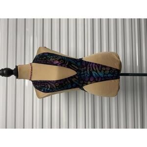 Y2K Multicolor Animal Print Deep V Halter Bodysuit